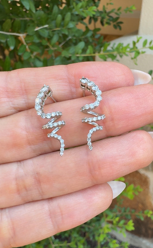 14k Diamond Swirl Earrings