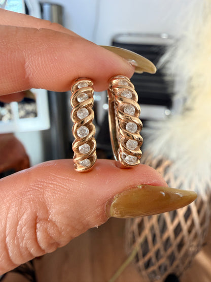 14k diamond hoops