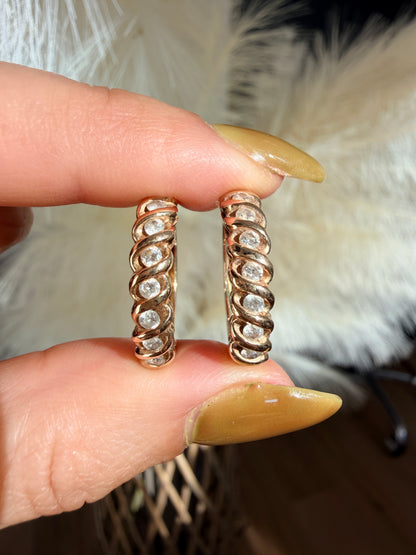 14k diamond hoops