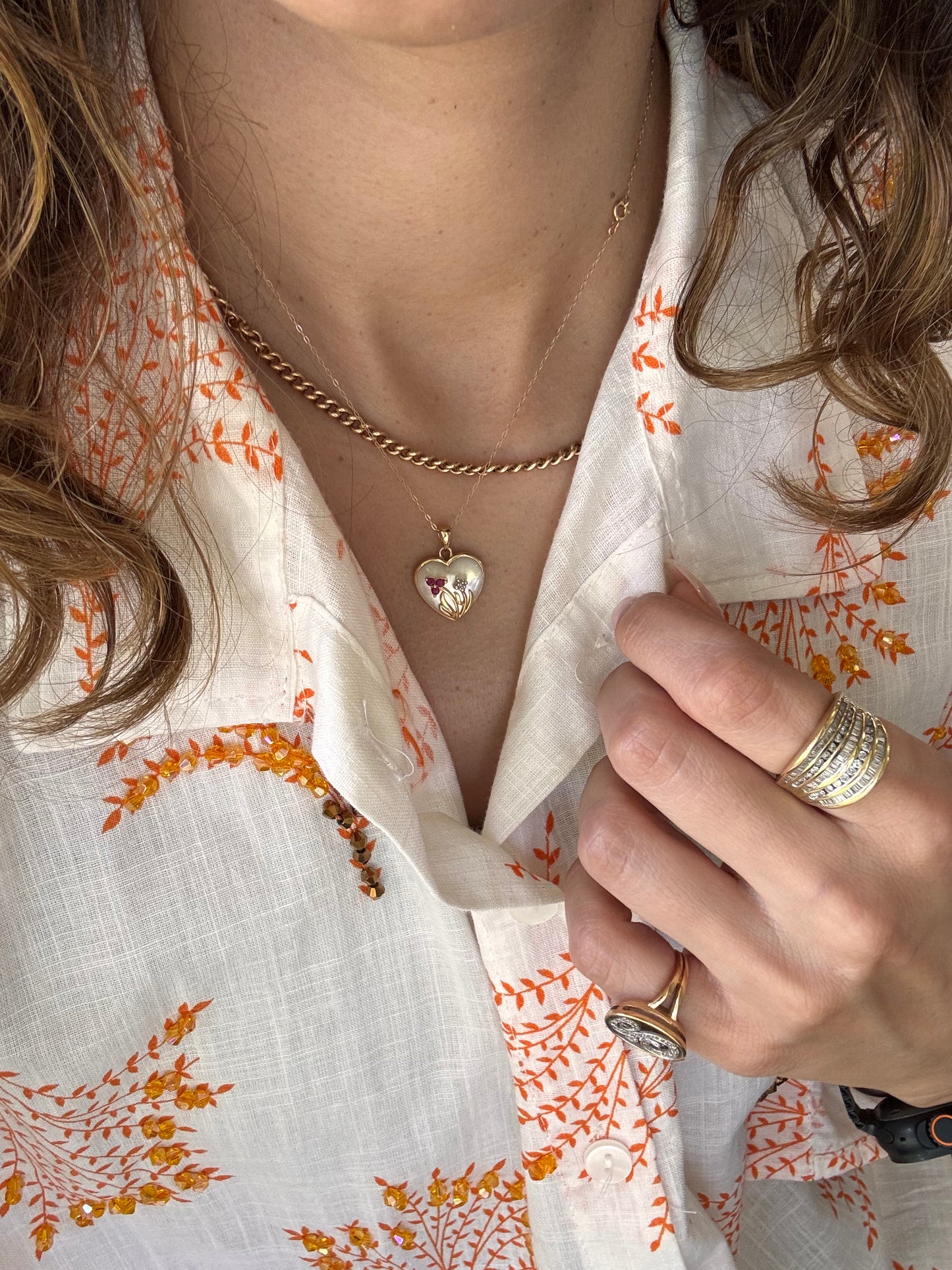 14k Mother of Pearl Heart Charm
