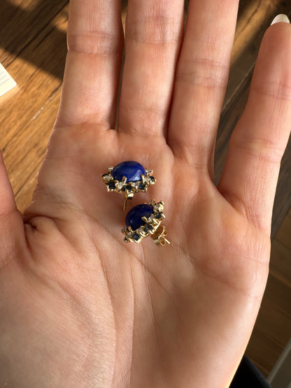 14k Lapis, Sapphire, and Diamond Studs