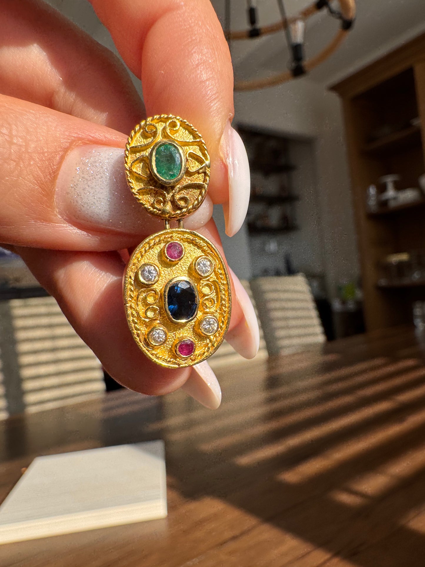 18k Handmade Gemstone Earrings