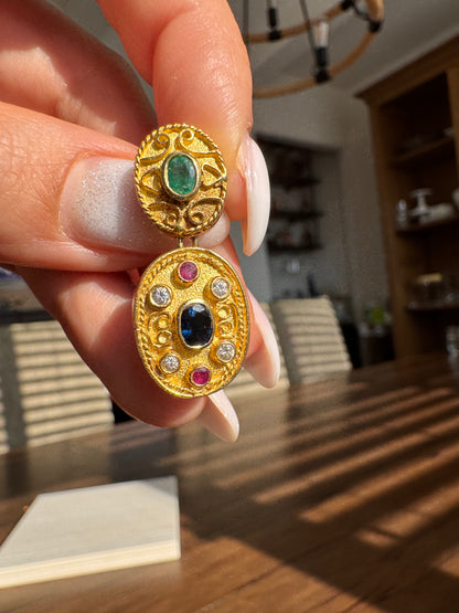 18k Handmade Gemstone Earrings