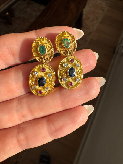 18k Handmade Gemstone Earrings