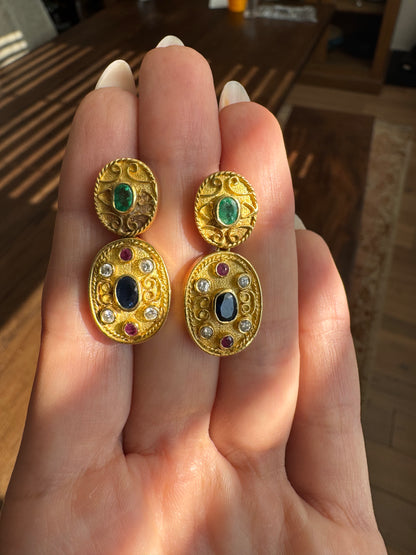 18k Handmade Gemstone Earrings