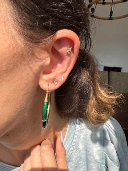 14k Green and Blue Enamel Hoops