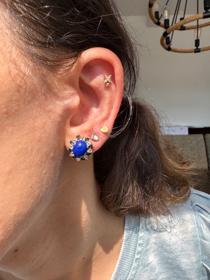 14k Lapis, Sapphire, and Diamond Studs