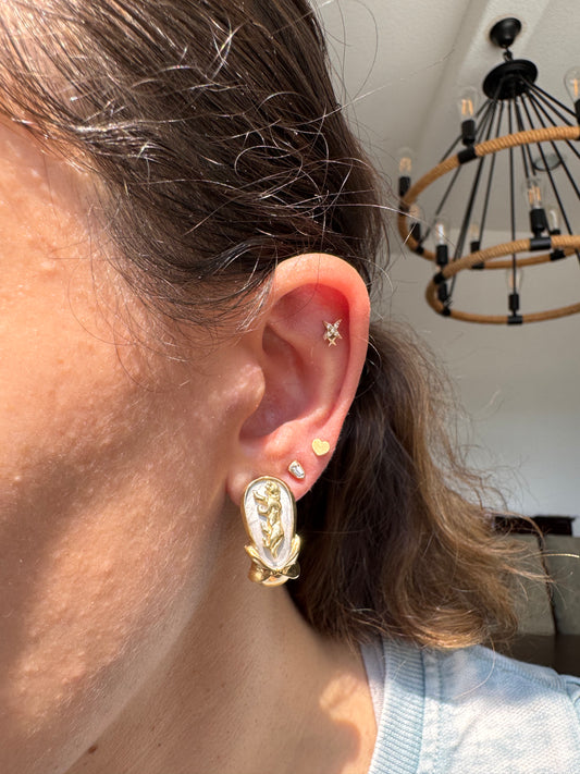 14k Panther Earrings-Omega Backs