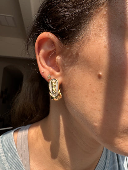 14k Panther Earrings-Omega Backs