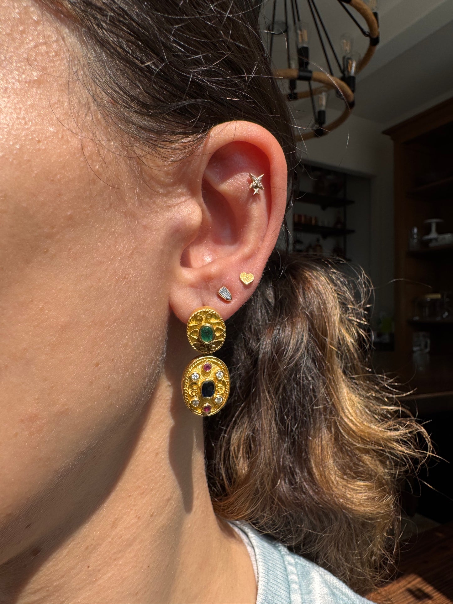 18k Handmade Gemstone Earrings