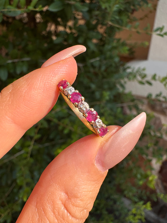 14k Ruby and Diamond Band-Size 5.75