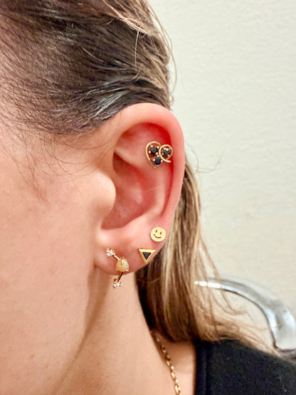 14k Smiley Face Earring-Single Stud