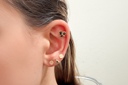 14k Ruby Half Hoop-Single Stud