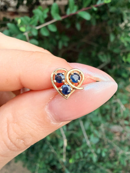 14k Sapphire Heart Earring-Single Stud