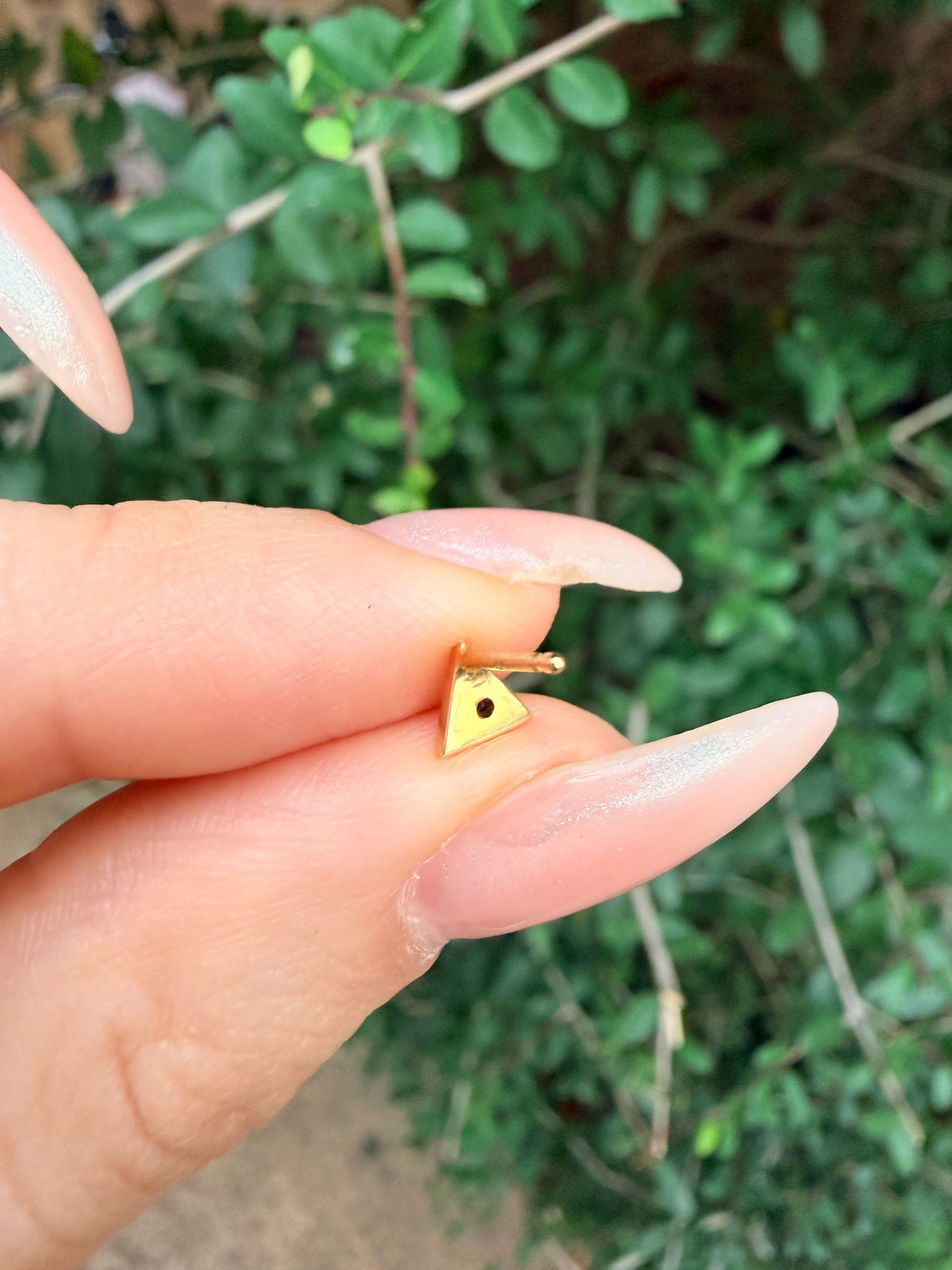 14k Sapphire Triangle Earring-Single Stud