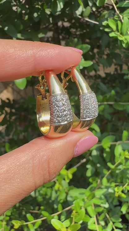 14k Diamond Hoops with Omega Backs