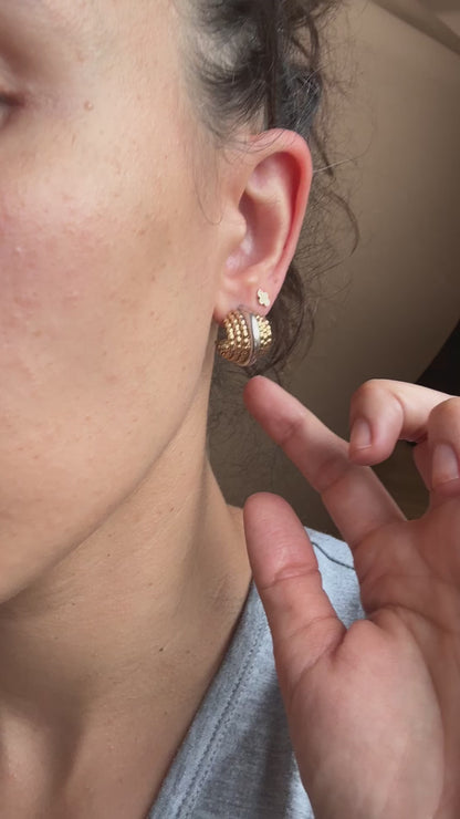 14k yellow and white gold hoops-pushbacks