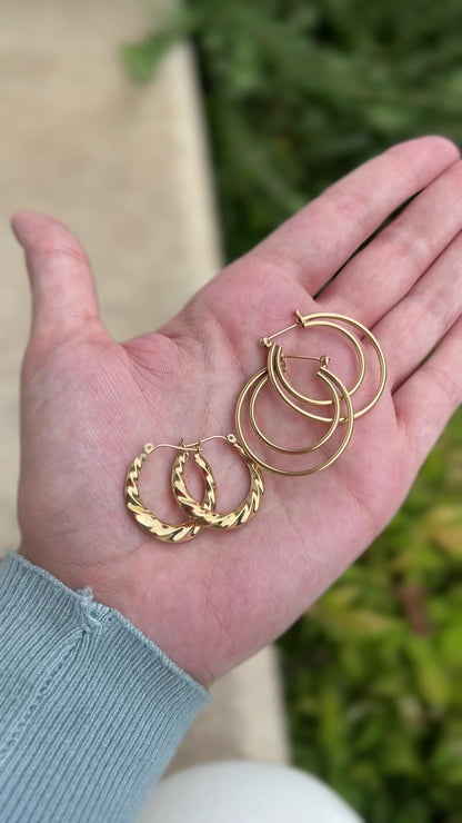 14k Double Layer Hoops