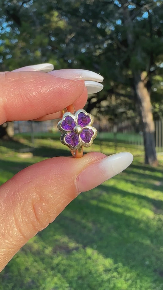 14k amethyst clover ring