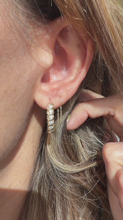 14k diamond hoops