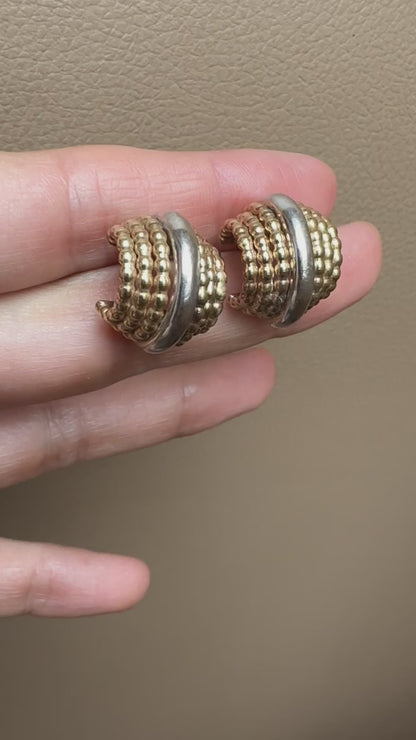 14k yellow and white gold hoops-pushbacks