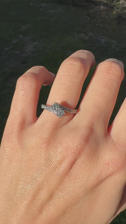 14k white gold toi et moi ring