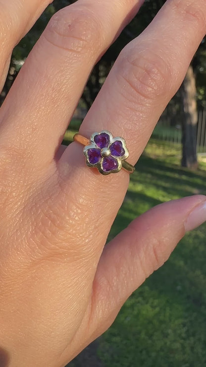 14k amethyst clover ring